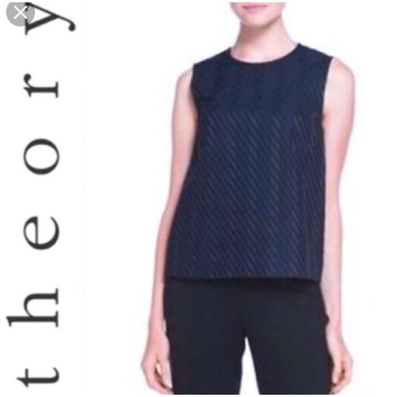 Theory Tops - Theory navy black striped shell size medium